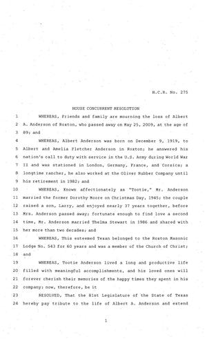 Primary view of object titled '81st Texas Legislature, House Concurrent Resolution, House Bill 275'.