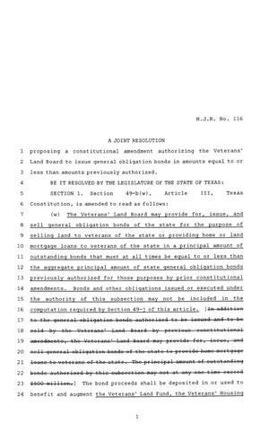 Primary view of object titled '81st Texas Legislature, House Joint Resolutions, House Bill 116'.