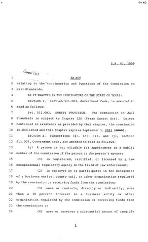 Primary view of object titled '81st Texas Legislature, Senate Bill 1009, Chapter 1215'.