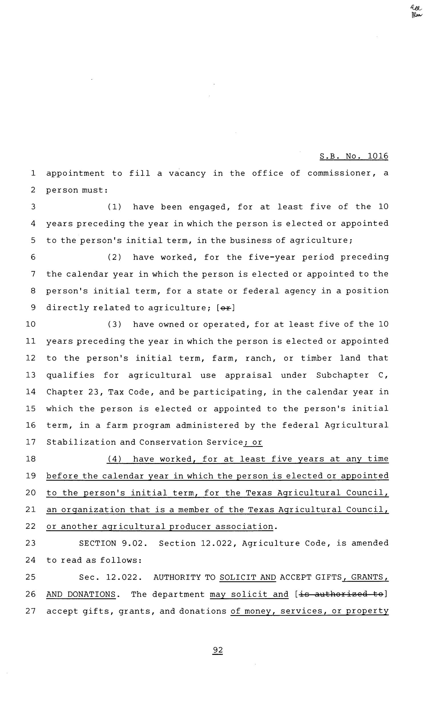 81st Texas Legislature, House Bill 1016, Chapter 506
                                                
                                                    [Sequence #]: 92 of 136
                                                