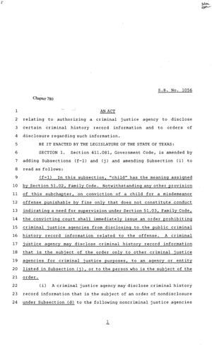Primary view of object titled '81st Texas Legislature, House Bill 1056, Chapter 780'.
