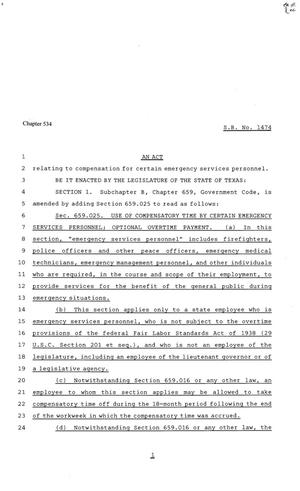 Primary view of object titled '81st Texas Legislature, Senate Bill 1474, Chapter 534'.