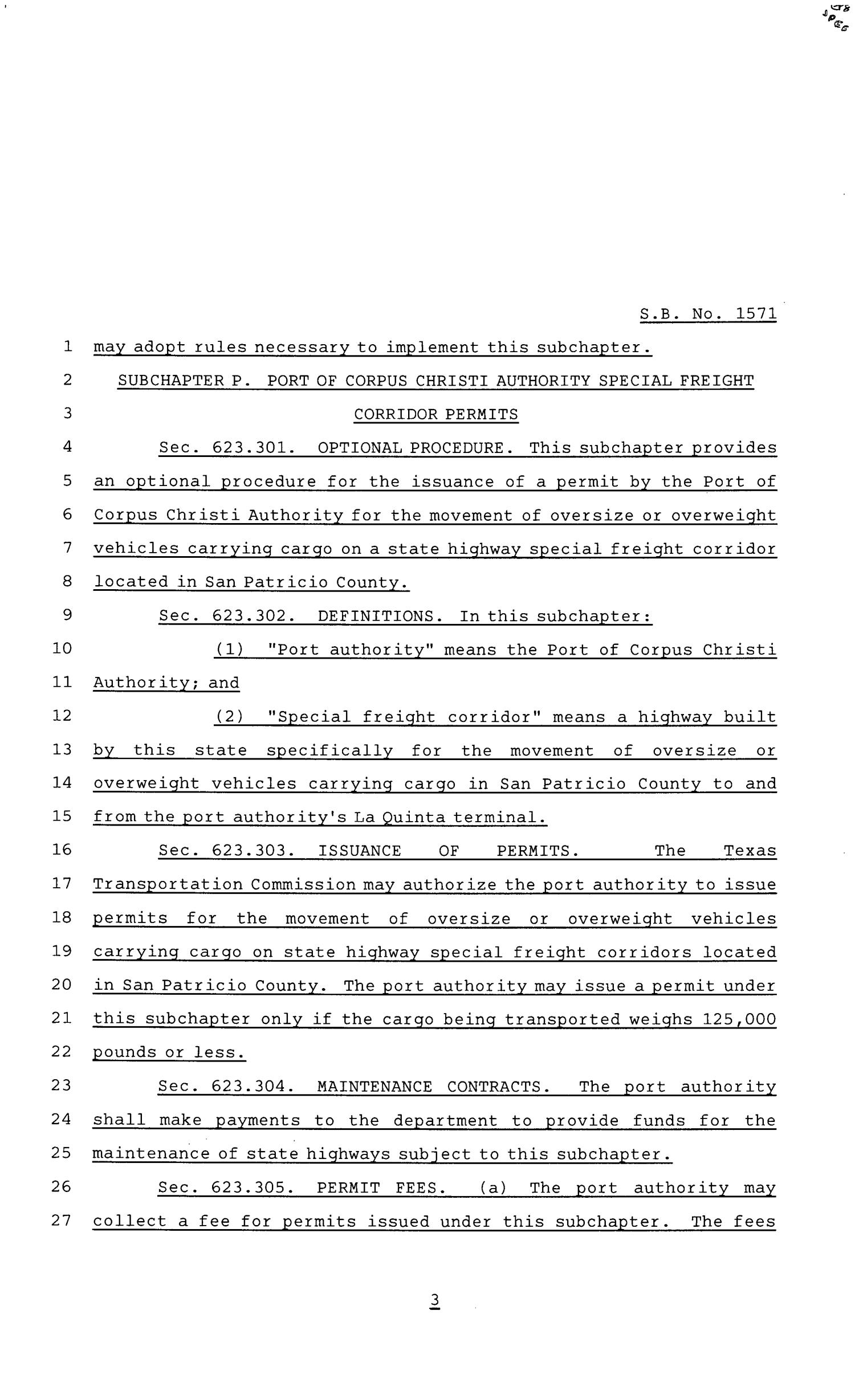 81st Texas Legislature, Senate Bill 1571, Chapter 812
                                                
                                                    [Sequence #]: 3 of 6
                                                