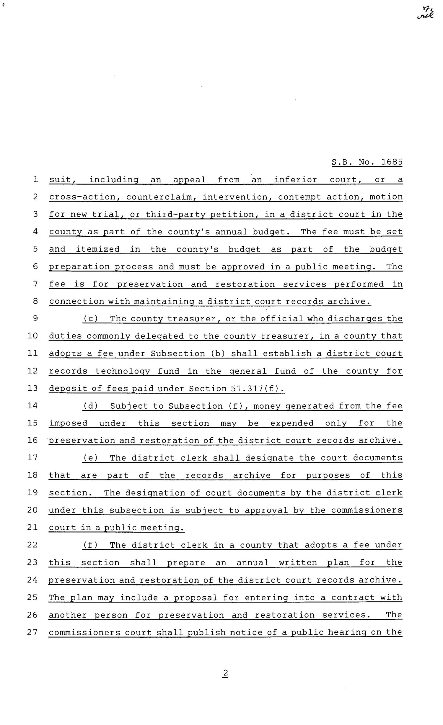 81st Texas Legislature, Senate Bill 1685, Chapter 822
                                                
                                                    [Sequence #]: 2 of 6
                                                