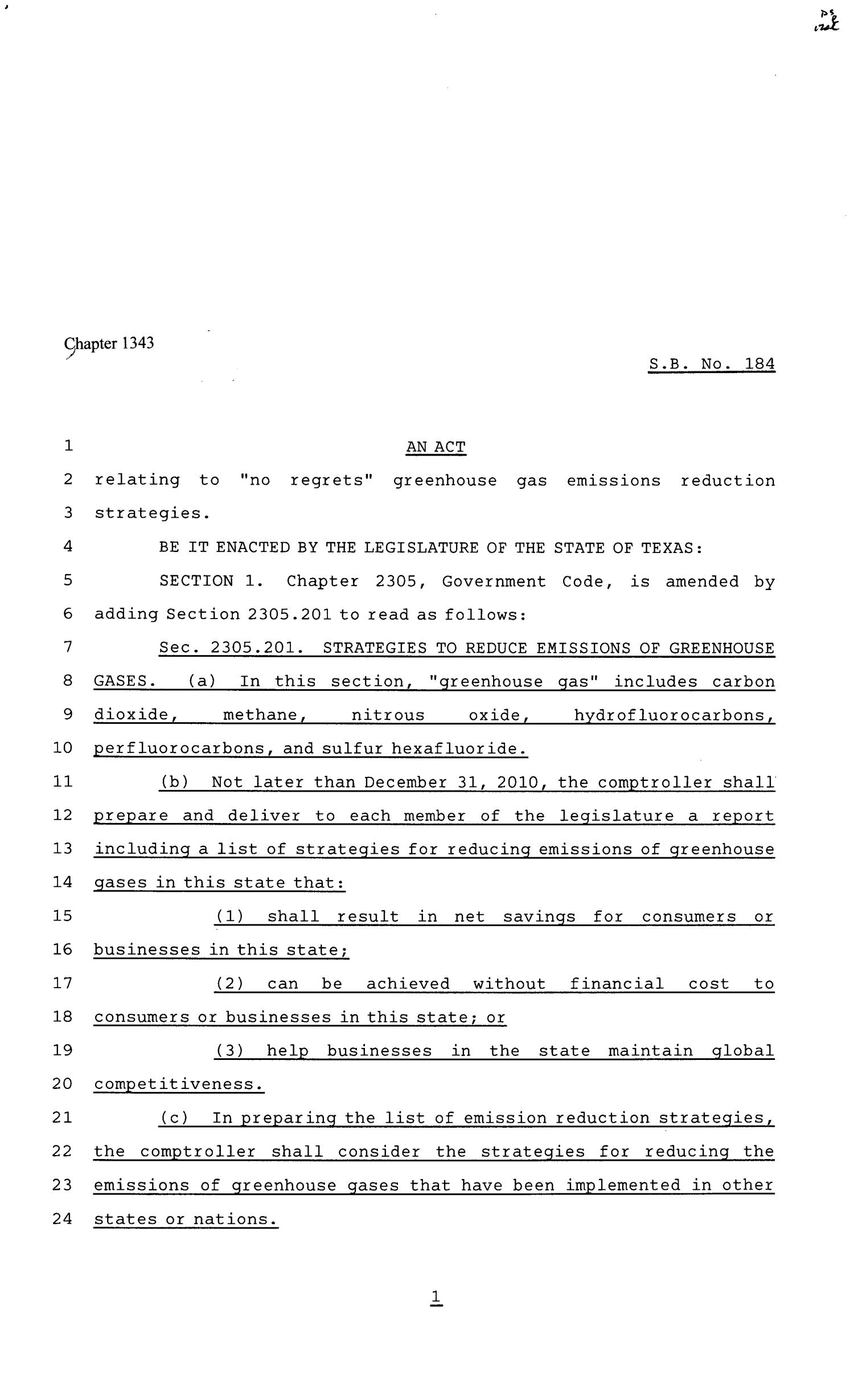 81st Texas Legislature, Senate Bill 184, Chapter 1343
                                                
                                                    [Sequence #]: 1 of 3
                                                
