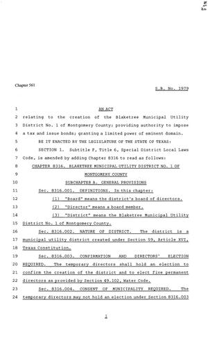 Primary view of object titled '81st Texas Legislature, Senate Bill 1979, Chapter 561'.