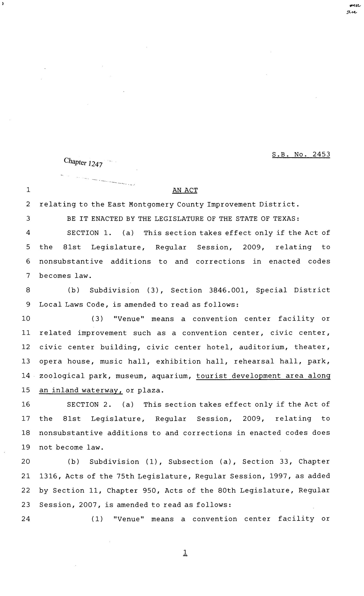 81st Texas Legislature, Senate Bill 2453, Chapter 1247
                                                
                                                    [Sequence #]: 1 of 7
                                                