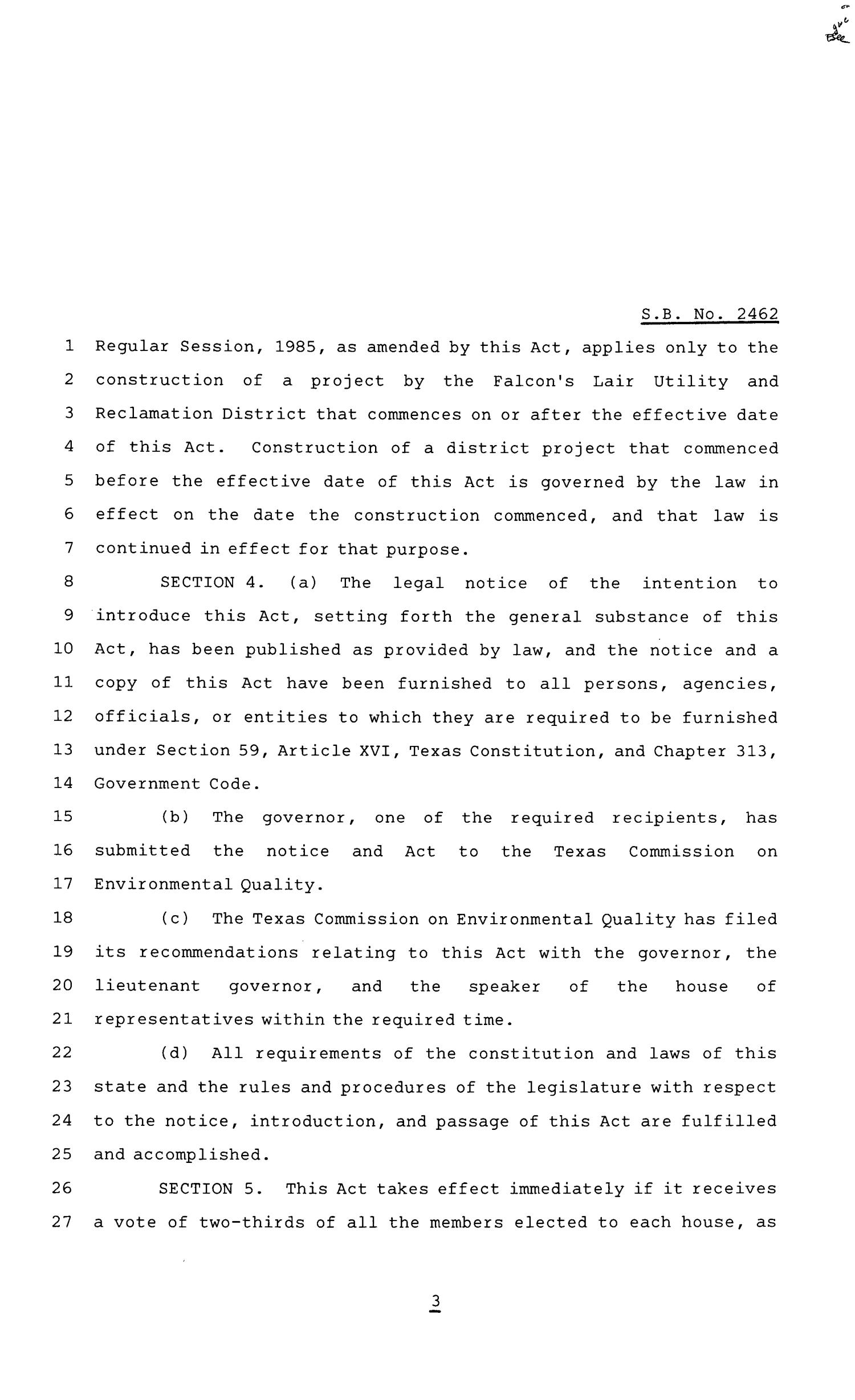 81st Texas Legislature, Senate Bill 2462, Chapter 582
                                                
                                                    [Sequence #]: 3 of 5
                                                