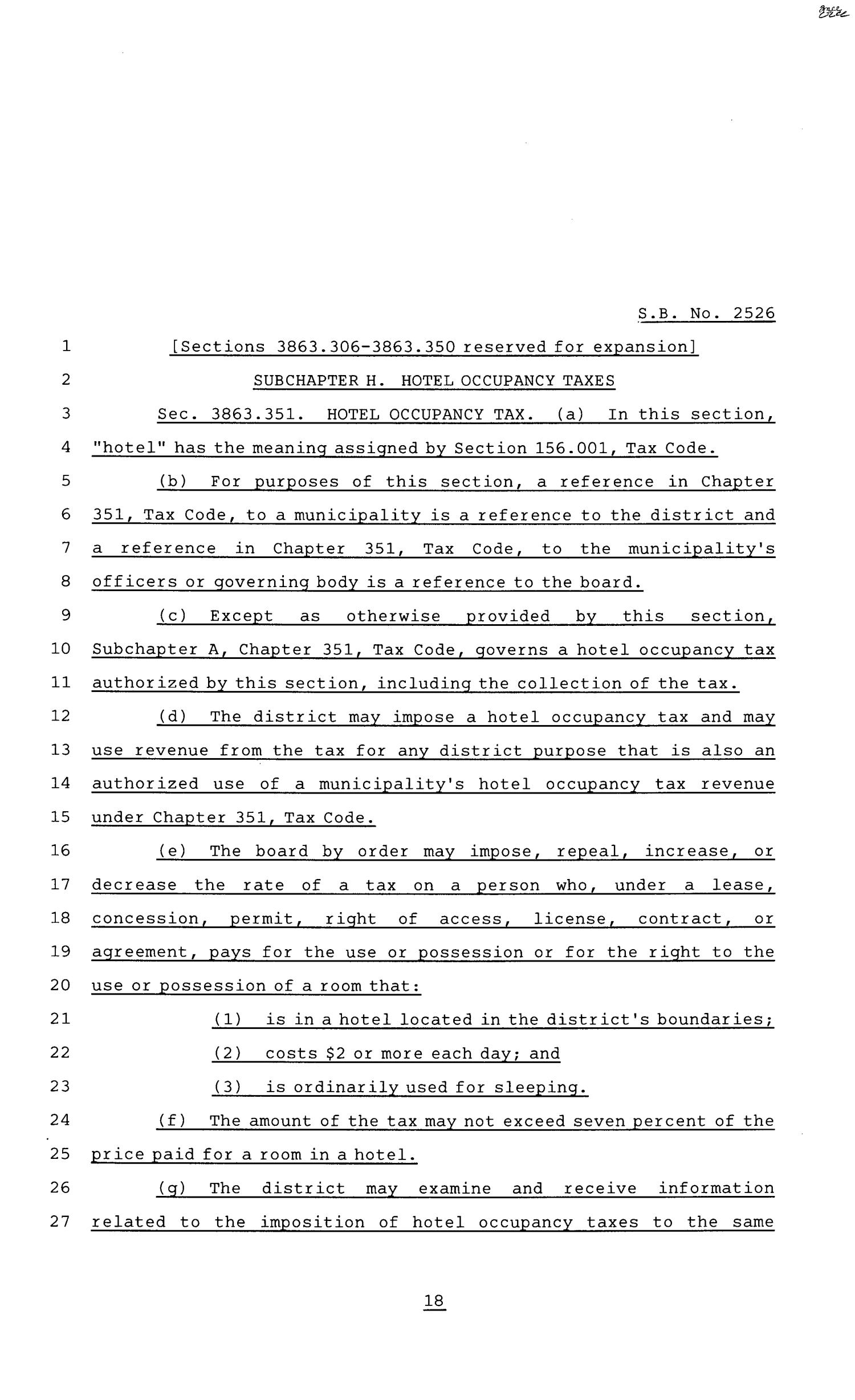 81st Texas Legislature, Senate Bill 2526, Chapter 883
                                                
                                                    [Sequence #]: 18 of 33
                                                