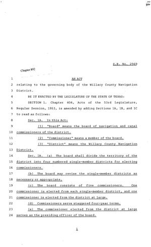 Primary view of object titled '81st Texas Legislature, Senate Bill 2569, Chapter 892'.