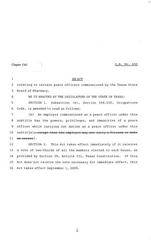 Primary view of object titled '81st Texas Legislature, Senate Bill 650, Chapter 1361'.