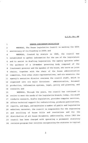Primary view of object titled '81st Texas Legislature, Senate Concurrent Resolutions 44'.