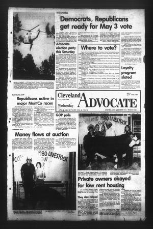 Primary view of object titled 'Cleveland Advocate (Cleveland, Tex.), Vol. 61, No. 33, Ed. 1 Wednesday, April 30, 1980'.