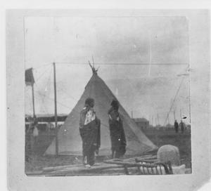 Primary view of object titled '[Indians by Their Tee-Pee]'.