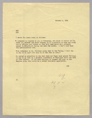 Primary view of object titled '[Letter from I. H. Kempner to Daniel W. Kempner and Harris L. Kempner, January 4, 1954]'.