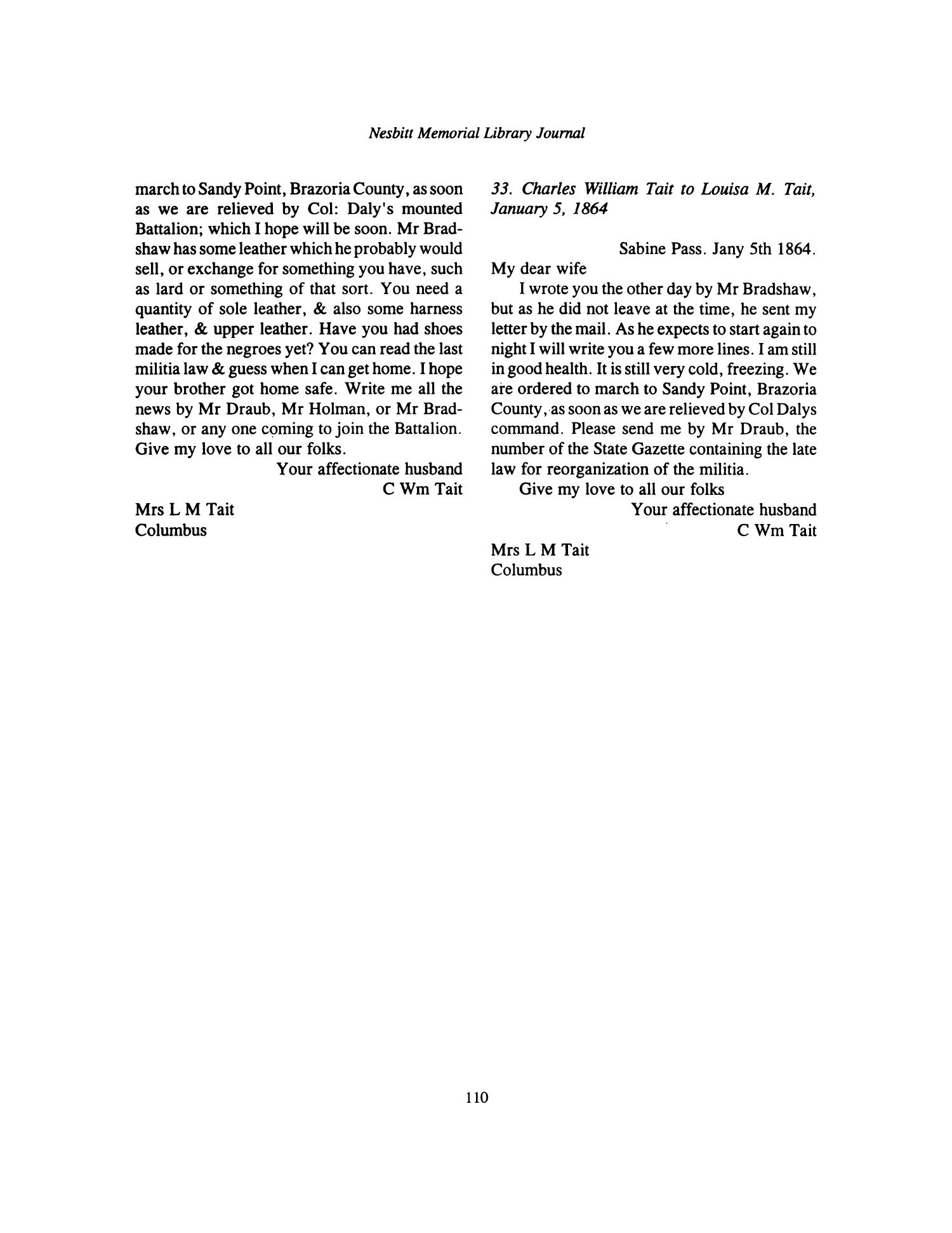 Nesbitt Memorial Library Journal, Volume 6, Number 2, May 1996
                                                
                                                    110
                                                
