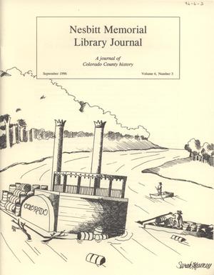 Primary view of object titled 'Nesbitt Memorial Library Journal, Volume 6, Number 3, September 1996'.