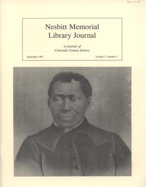 Primary view of object titled 'Nesbitt Memorial Library Journal, Volume 7, Number 3, September 1997'.