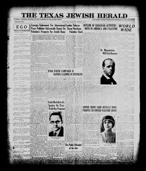 Primary view of object titled 'The Texas Jewish Herald (Houston, Tex.), Vol. 19, No. 15, Ed. 1 Thursday, December 9, 1926'.