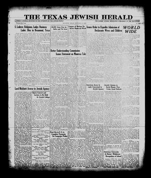 Primary view of object titled 'The Texas Jewish Herald (Houston, Tex.), Vol. 21, No. 28, Ed. 1 Thursday, October 18, 1928'.