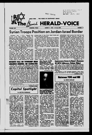 Primary view of object titled 'The Jewish Herald-Voice (Houston, Tex.), Vol. 64, No. 19, Ed. 1 Thursday, August 7, 1969'.