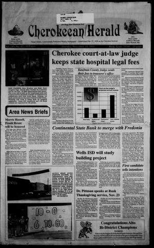 Primary view of object titled 'Cherokeean/Herald (Rusk, Tex.), Vol. 145, No. 42, Ed. 1 Thursday, November 18, 1993'.
