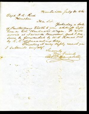 Primary view of object titled '[Letter from Robert F. Campbell to Fred A. Rice - July 30, 1864]'.