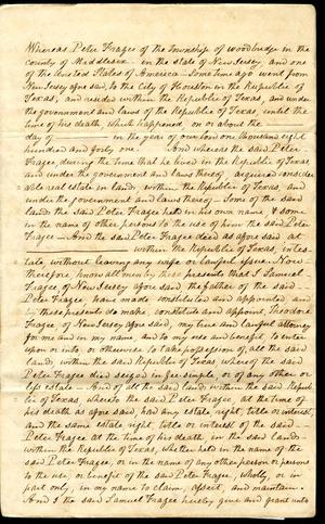 Primary view of object titled '[Legal Statements from Samuel Frazee]'.