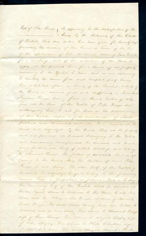 Primary view of [Document of court ruling regarding the inheritance of Peter Frazee's estate]