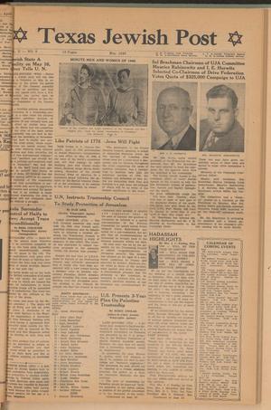 Primary view of object titled 'Texas Jewish Post (Fort Worth, Tex.), Vol. 2, No. 5, Ed. 1 Saturday, May 1, 1948'.