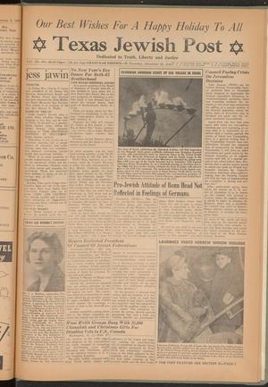 Primary view of object titled 'Texas Jewish Post (Fort Worth, Tex.), Vol. 3, No. 26, Ed. 1 Thursday, December 22, 1949'.