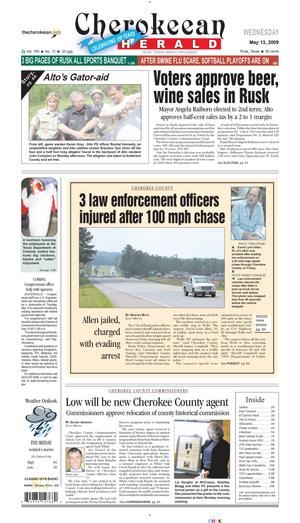 Primary view of Cherokeean Herald (Rusk, Tex.), Vol. 160, No. 12, Ed. 1 Wednesday, May 13, 2009