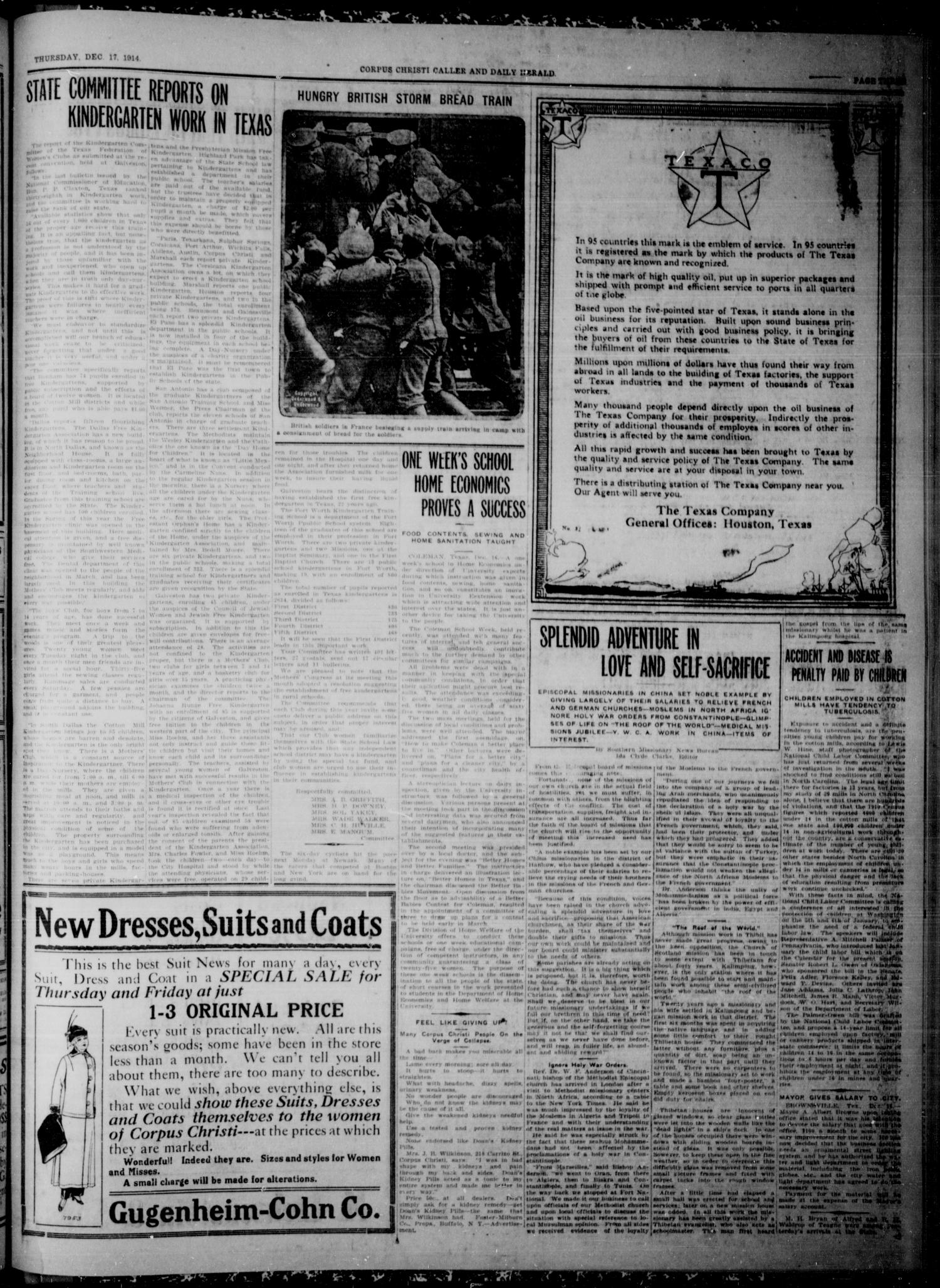 Corpus Christi Caller and Daily Herald (Corpus Christi, Tex.), Vol. SEVENTEEN, No. 11, Ed. 1, Thursday, December 17, 1914
                                                
                                                    [Sequence #]: 3 of 8
                                                