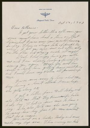 Primary view of object titled '[Letter from Joe Davis to Catherine Davis - October 12, 1943]'.
