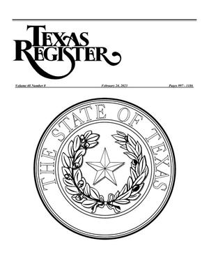 Primary view of object titled 'Texas Register, Volume 48, Number 8, Pages 997-1186 February 24, 2023'.