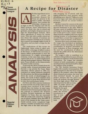 Primary view of object titled 'Analysis, Special Edition 1989'.
