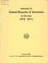 Primary view of Analysis of Annual Reports of Licensees for the Years 1972-1973