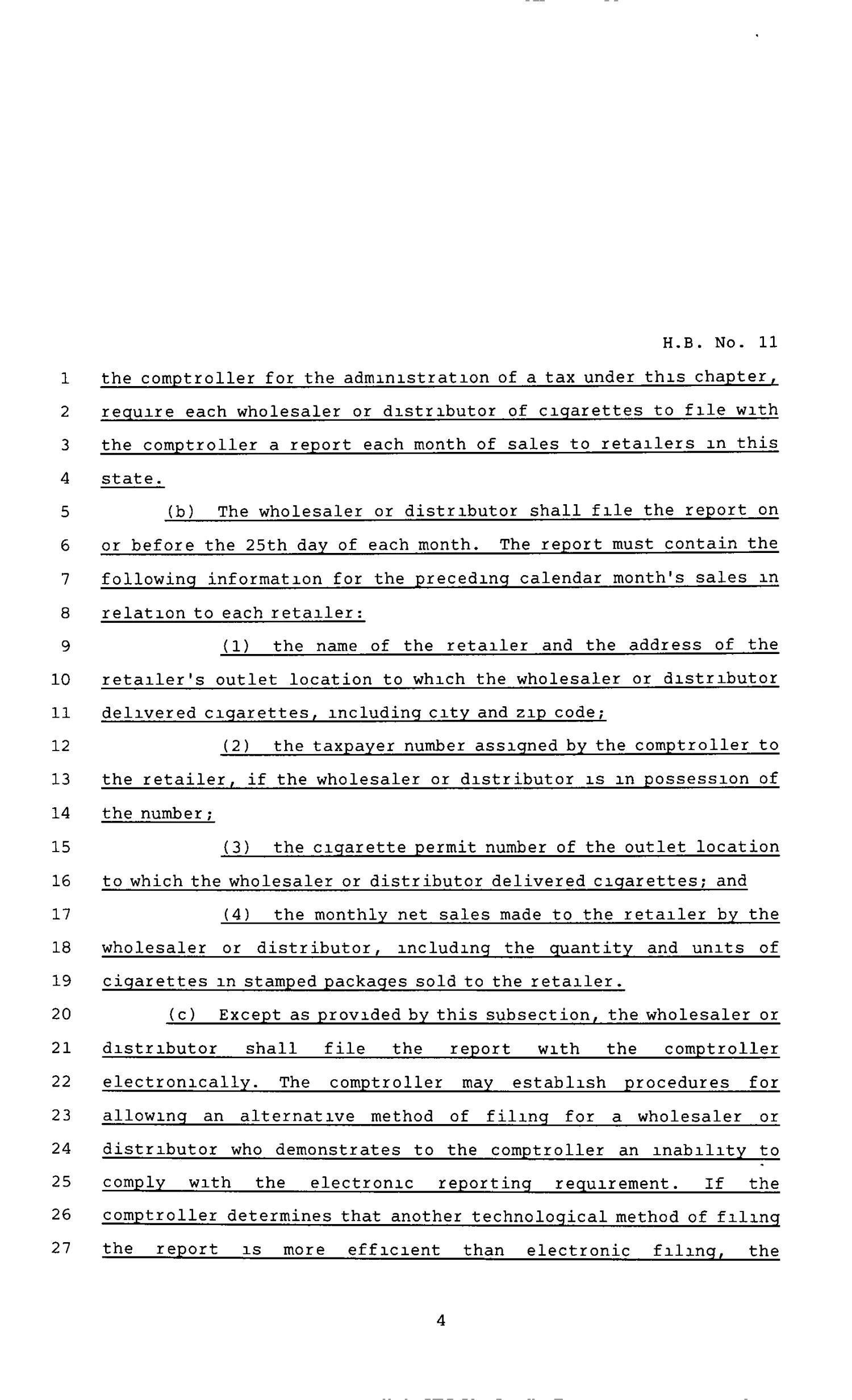 80th Texas Legislature, Regular Session, House Bill 11, Chapter 129
                                                
                                                    [Sequence #]: 4 of 7
                                                