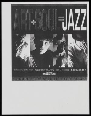 Primary view of object titled '[Postcard: Art and Soul Equal Jazz]'.