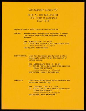 Primary view of object titled '[Flyer: Art Summer Series '92]'.