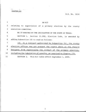 Primary view of object titled '79th Texas Legislature, Regular Session, House Bill 1614, Chapter 1076'.
