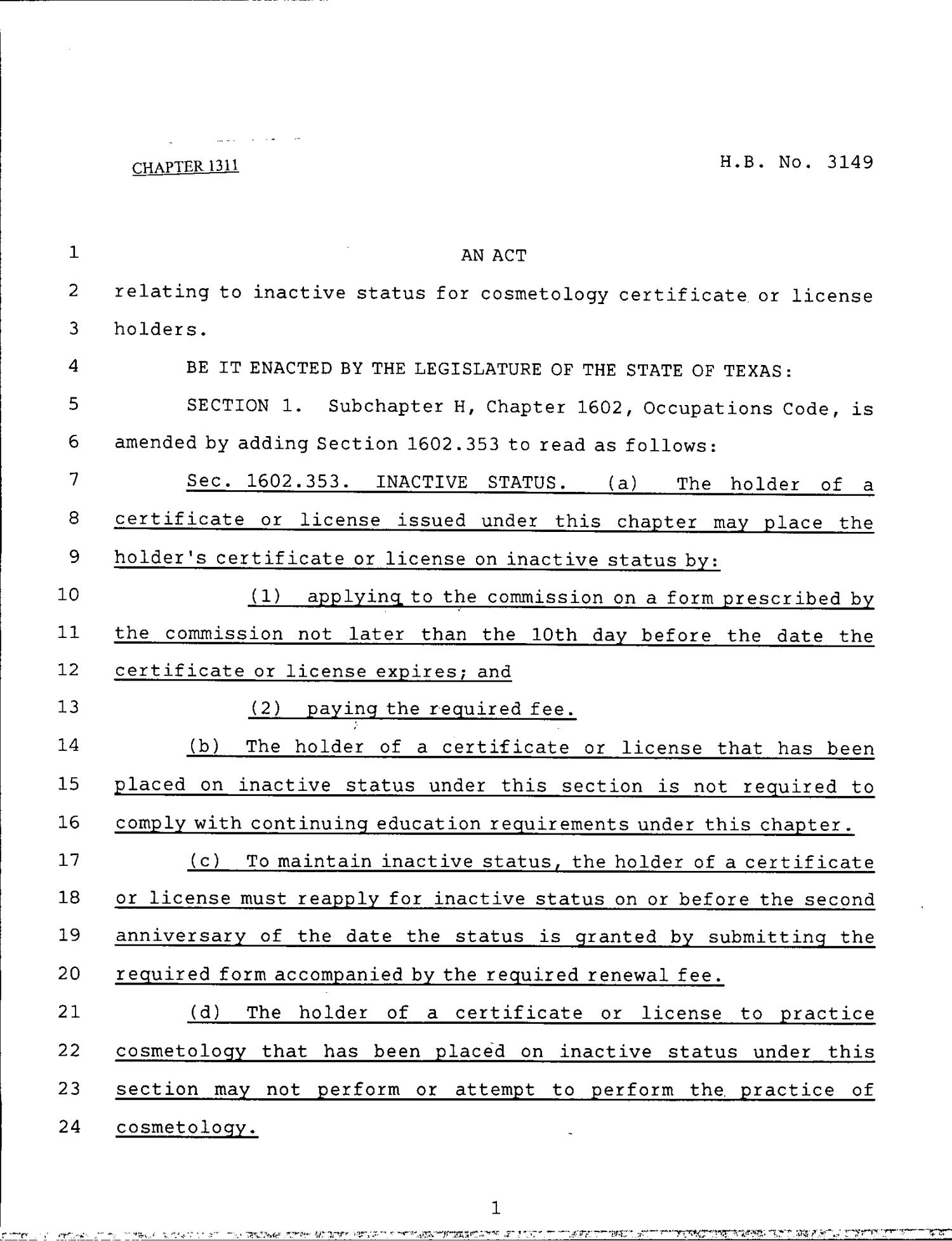 79th Texas Legislature, Regular Session, House Bill 3149, Chapter 1311
                                                
                                                    [Sequence #]: 1 of 4
                                                