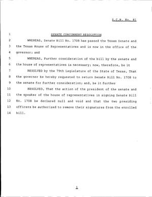 Primary view of object titled '79th Texas Legislature, Regular Session, Senate Concurrent Resolution 41'.