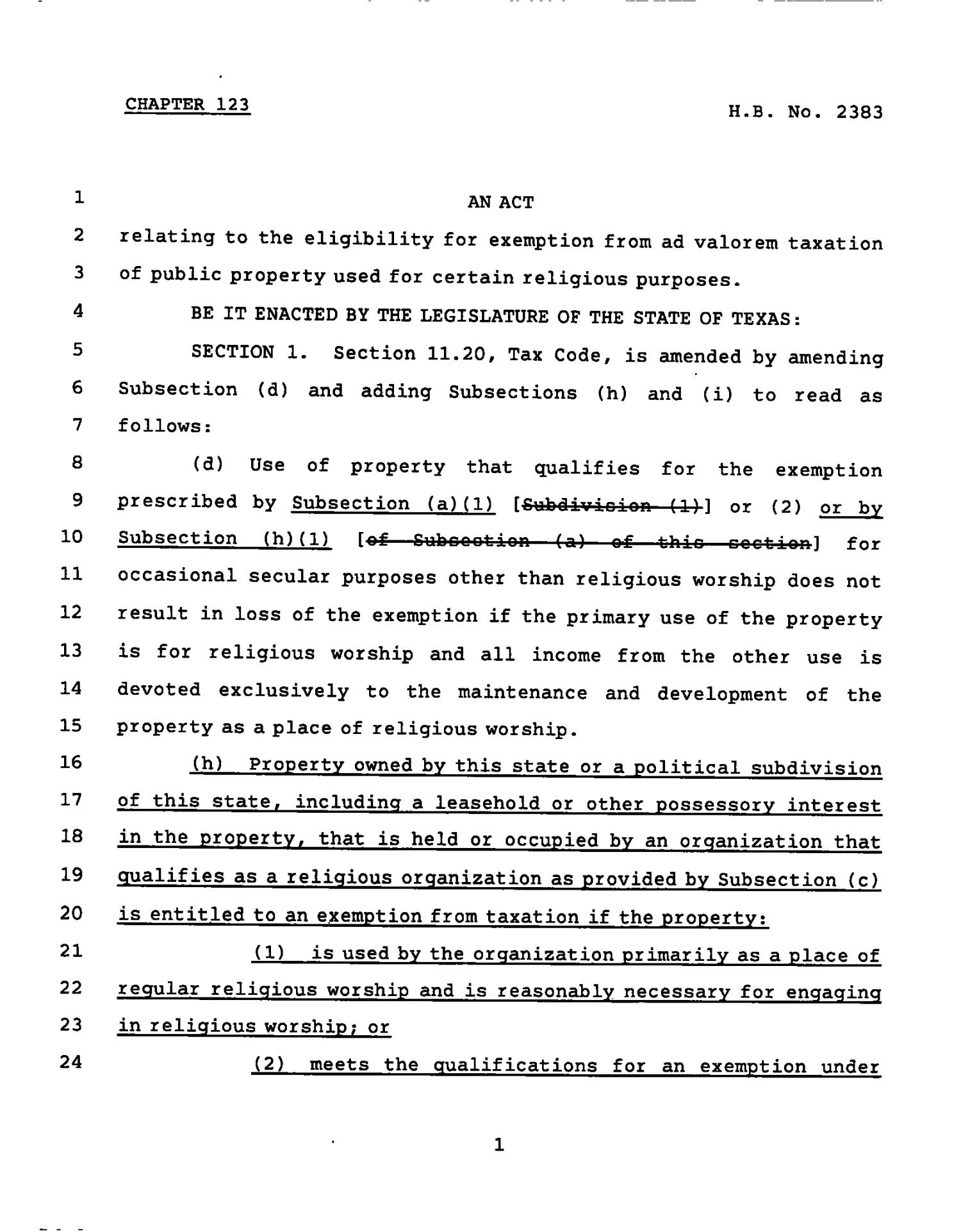 78th Texas Legislature, Regular Session, House Bill 2383, Chapter 123
                                                
                                                    [Sequence #]: 1 of 3
                                                