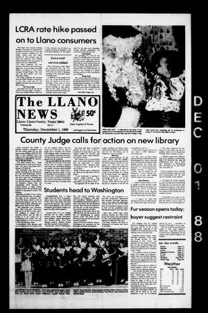 Primary view of object titled 'The Llano News (Llano, Tex.), Vol. 99, No. 6, Ed. 1 Thursday, December 1, 1988'.