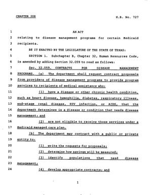 Primary view of object titled '78th Texas Legislature, Regular Session, House Bill 727, Chapter 208'.