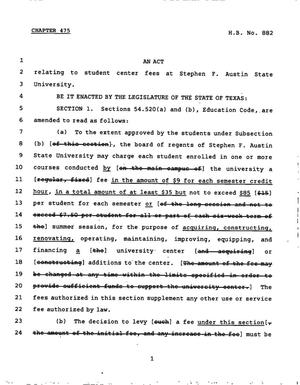 Primary view of object titled '78th Texas Legislature, Regular Session, House Bill 882, Chapter 475'.