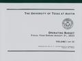 Book: University of Texas at Austin Operating Budget: 2023, Volume 1