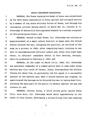 Primary view of object titled '78th Texas Legislature, Regular Session, House Concurrent Resolution 27'.