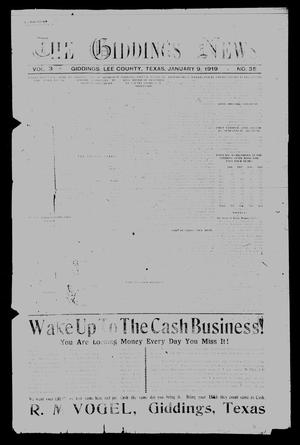 Primary view of object titled 'The Giddings News. (Giddings, Tex.), Vol. [31], No. 35, Ed. 1 Friday, January 9, 1920'.